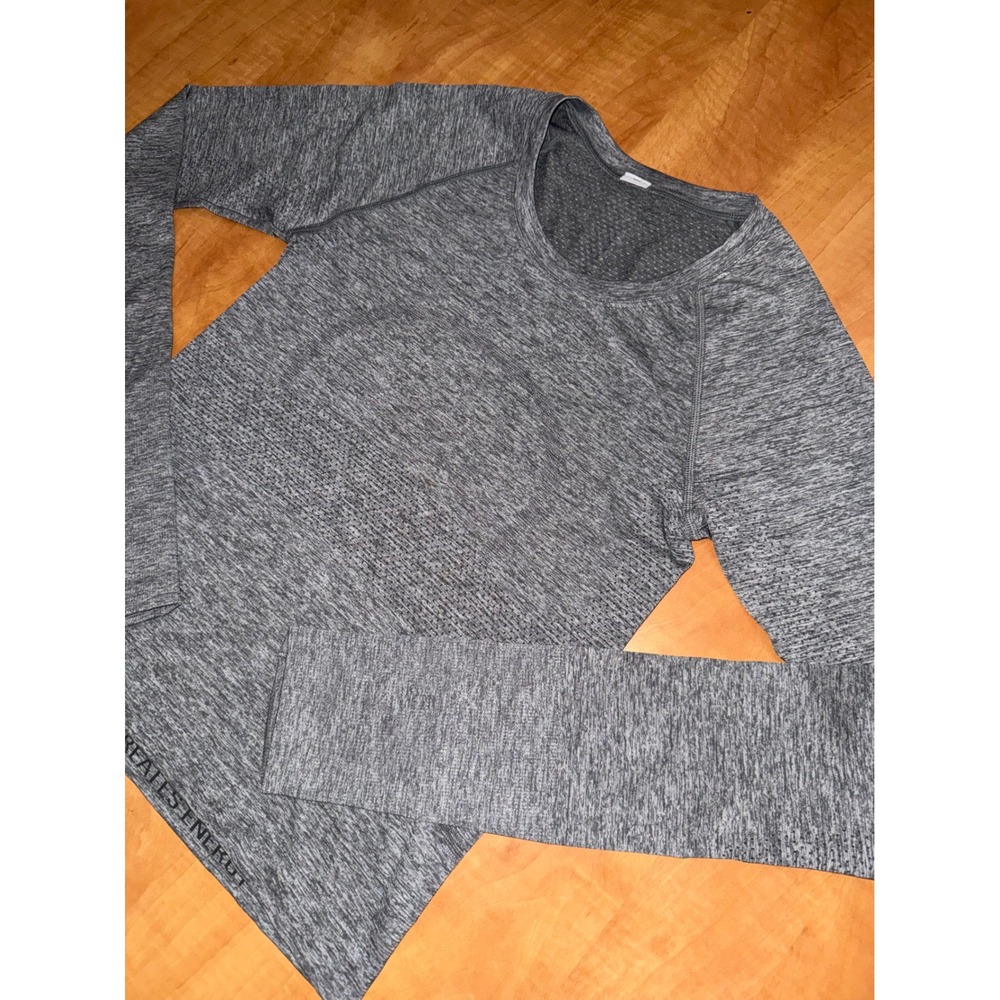 Lululemon Swiftly Tech Long Sleeve Crew Heathered Grey Running Top Size 4 - Picture 3 of 8